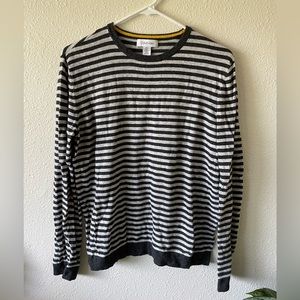 Calvin Klein, Medium, Light Sweater, Gray and Black Stripes